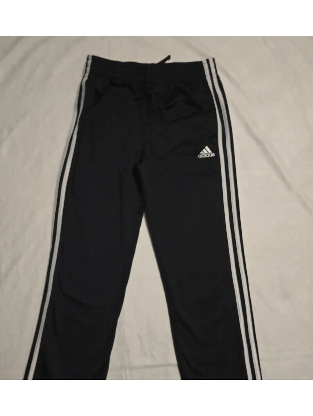 Adidas Black Track Pants with White Stripes, Size XL (18/20), Polyester